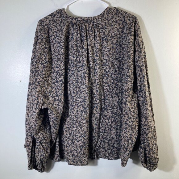 Womens‎ Universal Thread Ditsy Floral Prairie Top Black Peach 2XL Cotton Rayon - Picture 2 of 7